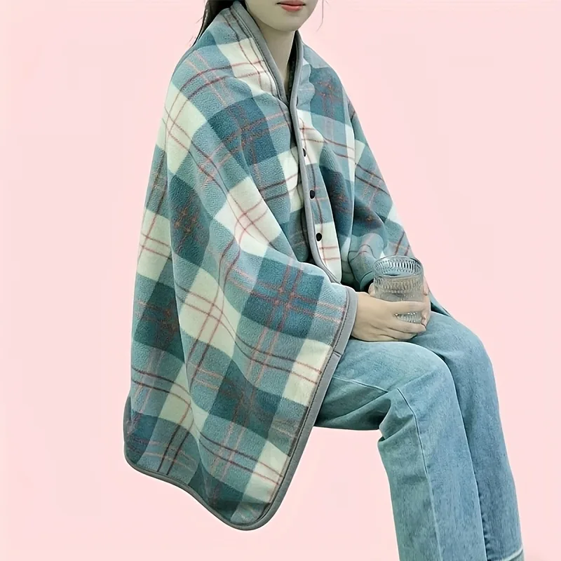 Wearable Plaid Blanket Shawl